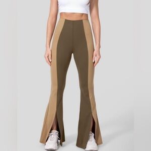 Halara High Waisted Tummy Control Split Hem Color Block Flare Leggings Size Sm